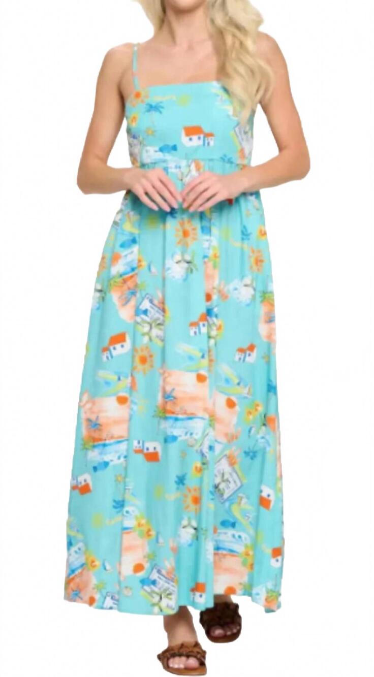NEW MEET ME IN SANTORINI islander dress in blue
